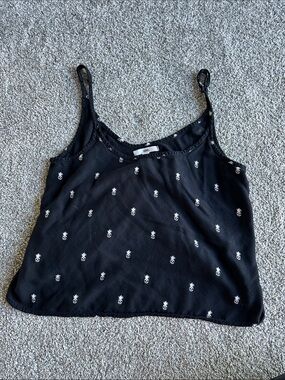 Vans Black Cami with White Pineapple Embroidery